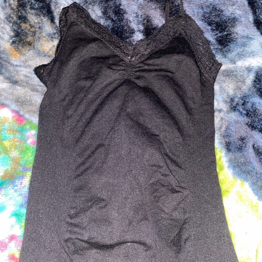 Black Lace Trim Tank Top